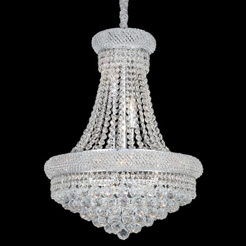 Gifarich Crystal Chandeliers for Dining Room Light Fixture，Empire Style K9 Crystal Chandeliers for Entryway，12 Lights Chrome Luxury Lighting Fixtures for Living Room Bedroom Stairway Foyer Hallway