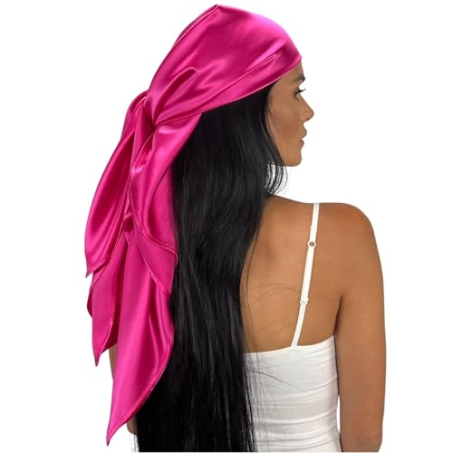 100% Pure Mulberry Silk Head Scarf | Women's Hair Wrap for Sleeping at Night | Maintains Style, Reduces Frizz, Aids Growth - Magenta