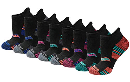 Saucony Women's RunDry Performance Heel Tab Athletic Socks, Available in S-L (8, 16, 24, Assorted Darks (8 Pairs), Medium