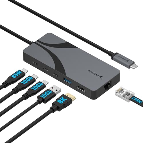 SABRENT USB4 Hub, Travel Dock Hub with 2 USB-C Ports, 1 USB-A Port, HDMI 2.1, 2.5GbE and 85W PD 3.0 [HB-U4HP]