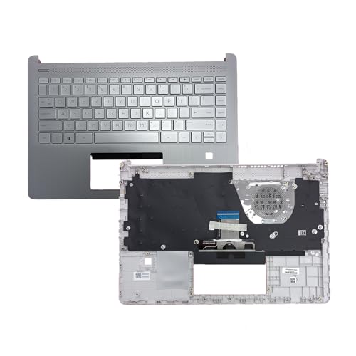 D-KXCPELE Replacement Upper Case Palmrest for HP Pavilion X360 14-DQ Series Laptop Non-Backlight Keyboard Assembly with with Fingerprint Hole L61506-001