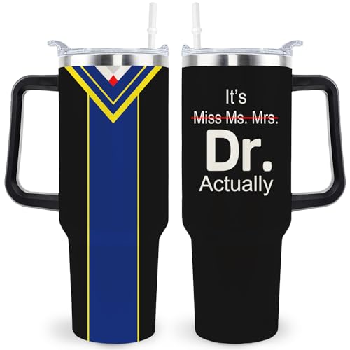 sxmluedn It's Miss Ms Mrs Dr Actually Tumbler Phd Granduation Gifts Men Women Doctor Doctorate Degree Tumbler Coffee Mug 40oz with Handle and Straw