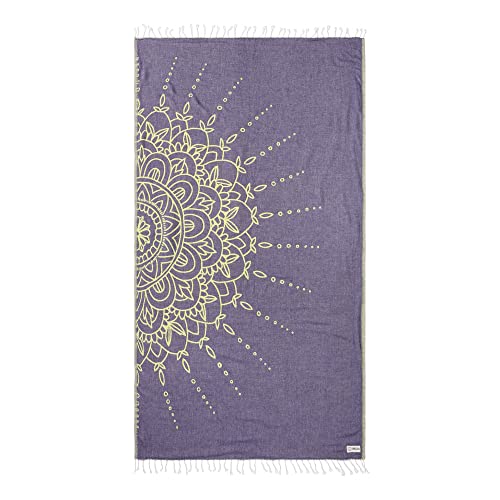 Sand Cloud Turkish Beach Towel - Sand Free - 100% Organic Turkish Cotton Yarn - Quick Dry Towel for Beach, Picnic Blanket or Throw - As Seen on Shark Tank - Flower Mandala Grape