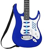 Best Choice Products Kids Electric Musical Guitar Play Set, Toy Guitar Starter Kit Bundle w/ 6 Demo Songs, Whammy Bar, Microphone, Amp, AUX, 2 Sticker Sheets - Blue