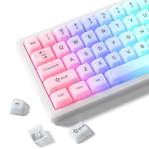 Womier Keyboard Keycaps Clear, White Keycaps 60 65 75 100 Percent, Transparent Jelly Cute Custom Key Cap Set for Cherry MX, Kailh, Outemu, Gateron Mechanical Keyboards(MDA Profile)