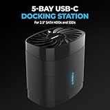 SABRENT 5-Bay USB-C Docking Station for 2.5” SATA HDDs and SSDs with Built-in Cooling Fan (DS-5R15)