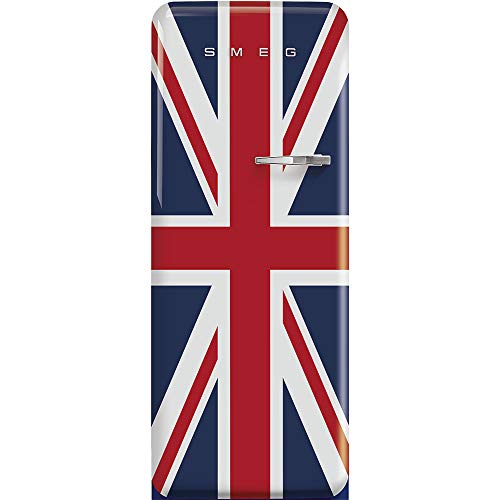 Smeg FAB28 50's Retro Style Aesthetic Top Freezer Refrigerator with 9.92 Cu Total Capacity, Multiflow Cooling System, Adjustable Glass Shelves 24-Inches, Union Jack Left Hand Hinge Made In Italy