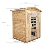 YOPTO Outdoor Infrared Sauna, 4 Person Sauna for Home with 2 Windows and Tempered Glass Door,2050W Fir Wood Sauna Room with 8 Heating Panels,Bluetooth Speakers and LED Reading Light, Natural