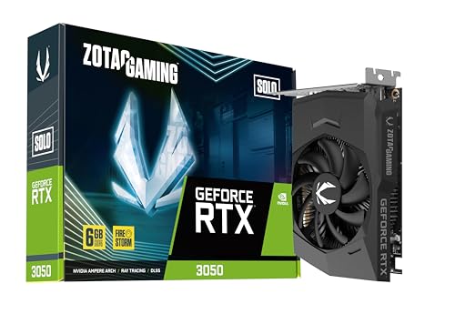 ZOTAC Gaming GeForce RTX 3050 6GB GDDR6 Solo 96-bit 14 Gbps PCIE 4.0 Super Compact Gaming Graphics Card, ZT-A30510G-10L