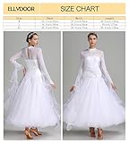 ELLYDOOR Women's Ballroom Dance Dress Floral Rhinestone Professional Modern Waltz Competition Dress Prom Party Dance Dress Tag XL, White