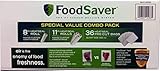 FoodSaver B005SIQKR6 Special Value Vacuum Seal Combo Pack 1-8" 4-11" Rolls, 1Pack (36 Pre-Cut Bags), Clear