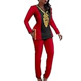 African Tracksuit for Women Long Sleeve V-Neck Shirt and Pants 2 Piece Set Dashiki Plus Size Casual Outfits 3-12 3XL
