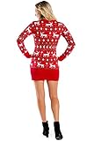 Tipsy Elves Christmas Sweater Dresses for Women - Cute Winter Themed Dresses - Instant Holiday Outfits - Women's Easy Red Reindeer Fair Isle Christmas Sweater Dress Size X-Small