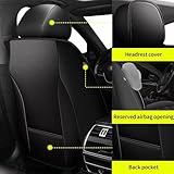 IKABEVEM Car Seat Covers Fit for VW Volkswagen Jetta 2007-2024 2025: Full Set Luxury Leather Automotive Seat Covers, Car Seat Protector(5 Seats, Black)