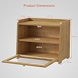 Goozii Bamboo Bread Box for Kitchen Countertop, Wooden Kitchen Counter Organizers and Storage for Bread, Coffee, Spices, Snacks, Wood Vintage Breadbox Container for Cabinet, Bedroom, Bathroom