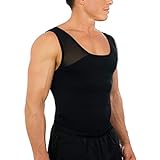 Esteem Apparel Original Men's Chest Compression Shirt to Hide Gynecomastia Slimming Shapewear (Black, Large)