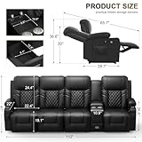 YONISEE Recliner Sofa Set, 4 Seater Double Reclining Sofa with 2 Pieces Recliner Chair with Heat and Massage, Manual Recliner Home Theater Recliner (4+1+1)