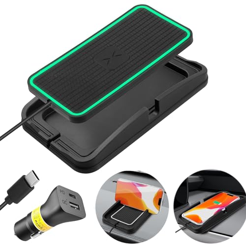 Wireless Charger Car Fast Charging pad,POLMXS 15W Wireless Phone Charger Cell Phone Cordless Flat Charging mat Compatible with iPhone 11/12/12/14/15 Galaxy S21/S22/S23/24 NOTE10(XP01)