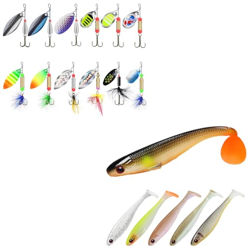 TRUSCEND Swimming or Jigging Fishing Spinners with Two-Way Spinning Spoons System, Top Soft Fishing Lures for All Species of Fish, A Must-Have Baits for Your Fishing Tackle Box