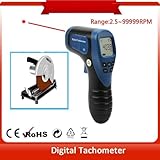 Handheld Digital Laser Tachometer Non-Contact RPM Meter Motor Speed Gauge Gun Measuring Range: 2.5-99999RPM with 10 Reflective Tapes