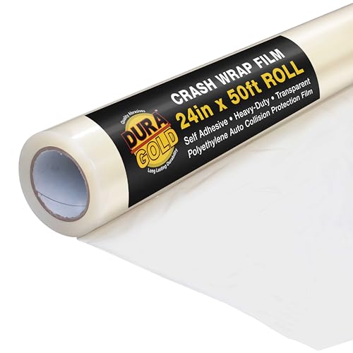 Dura-Gold Crash Wrap Film, 36-inch x 100-foot Roll, Clear Plastic Protector, Self-Adhesive Plastic for Auto Collision, Weather, Dust Protection, Broken Windows Windshields