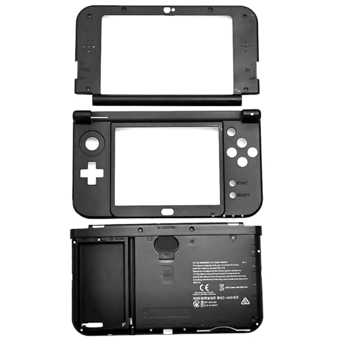 New 3DSXL 3DSLL Extra Housing Case Inner B/C/D Shells Black Replacement, for New3DS New 3DS XL LL New3DSXL Consoles, DIY Buttons Faceplate, Battery Holder, Screen Frame Cover Plate 3 PCS Set