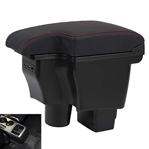 YJYWZH Double Layer Armrest Box for Mazda CX-3 2015-2018 Car Interior Storage Center Console with 3 USB Port Black (Black with Red Thread)