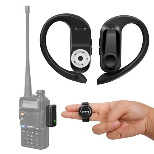 Walkie Talkie Wireless Earpiece with PTT Mic Speaker, Hands-Free Headset with Noise Cancelling Mic, Compatible with BaoFeng uv-k5 Kenwood Btech Radios & More(Not Compatible with Motorola/Midland)