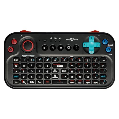 FUNDIAN Bluetooth Pocket Keyboard V2 with Jog Mouse and Audio, Black, Remote Wireless Controller Compatible with Smartphone, Laptop, Tablet, Nvidia Shield TV, Xiaomi TV Stick, Mi Box, Fire TV