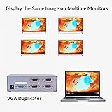 DTECH Powered 4 Port VGA Splitter Box Video Distribution Duplicator for 1 PC to Multiple Monitors Projector