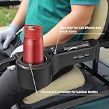 Roykaw Golf Cart Armrest with Cup Holder/Rear Seat Arm Rests Fit for EZGO/Club Car/Yamaha & Most Golf Cart, Upgrade 3rd Gen - with Phone Holder, No Drilling Required, Fit 1.0"/1-1/4" Square Tube Frame