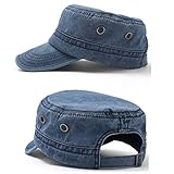 Men's Cadet Army Caps Cotton Military Caps Flat Top Cap (Navy+Khaki+Dark Grey, 3)