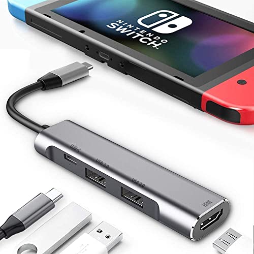 RREAKA Switch Dock for Nintendo Switch OLED, 4 in 1 Switch TV Adapter with 4K HDMI, USB 3.0 Port, Type C 100W Charging, Portable Switch Docking Station Travel, for Samsung Dex S24, MacBook
