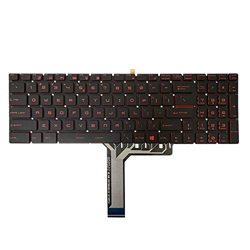 Huasheng Suda RED Keyboard Backlit US Replacement for MSI GS60 GT72 GT73VR GS63VR GL62 GE62 GT62 WS60 MS-16JB GV62VR 7RF,GV72VR 7RF,GL65 9RC, Bravo 17 A4DDR,GL75 9SE 9SD 9SC,GL75 Leopard,9Z.NCXBN.11D