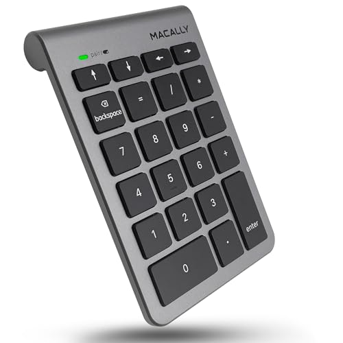 Macally Bluetooth Number Pad for Laptop - Wireless Numeric Keypad - 22 Key Numeric Keypad for Data Entry, Numpad Compatible with MacBook, iPad, iPhone, iOS, Laptop, PC, Android