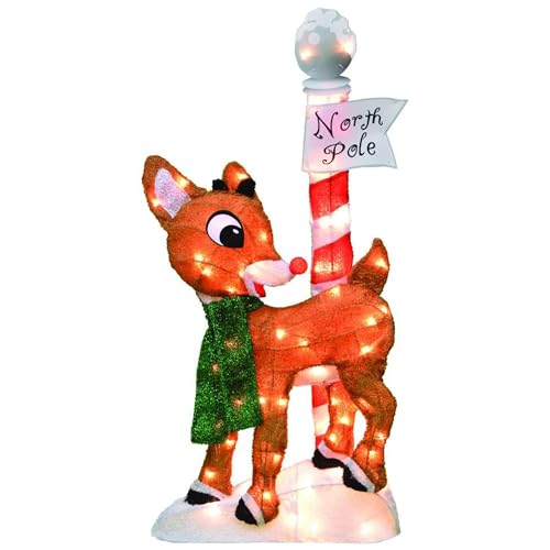 ProductWorks 32 Inch Rudolph the Red-Nosed Reindeer Indoor/Outdoor Christmas Yard Ornament, Holiday Display with 70 Clear LED Lights