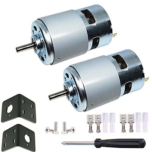 Puly DC 775 Motor 24V 20000RPM 775 Motor Ball Bearing Large Torque High Power Low Noise DC Motor for Electrical Tools 2-Pack（with Bracket）