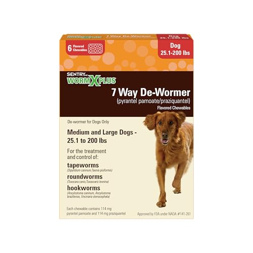 SENTRY PET Care SENTRY Worm X Plus 7 Way DeWormer Large Dogs (6 Count) Package May Vary