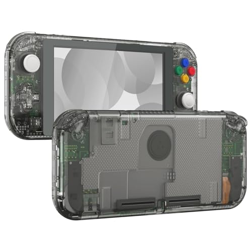 eXtremeRate Crystal Clear Black DIY Replacement Shell for Nintendo Switch Lite, NSL Handheld Controller Housing w/Screen Protector, Custom Case Cover for Nintendo Switch Lite [Controller NOT Included]