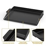 Onlyfire Universal Cast Iron Cooking Griddle, Pre-Seasoned Nonstick Coating Griddle Flat Top Grill Plate with Extra High Sidewalls for All Gas Grills and 4 Burner Range Oven, 23" x 16"