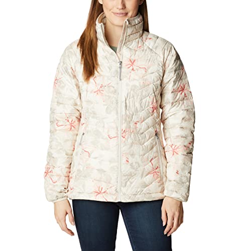 Columbia Women's Plus Size Powder Lite Jacket, Chalk Aurelian Print, 2X