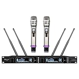 Wireless Microphone System, Guarda Audio 4 Antenna True Diversity Dual UHF Professional Cordless MIC Set, Ideal for DJ, Church, Outdoor Events, Up to Range 1000ft (U-80)