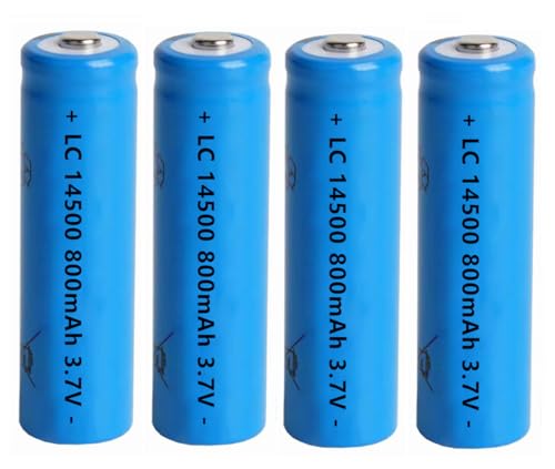 Svenirven 14500 Battery, 4 Pack 800mAh AA Size Rechargeable Lithium Battery Pack 14500/800mAh/3.7V
