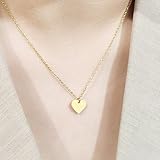 CACANA Simple Heart Chain Necklace Fashion Stainless Steel Jewelry For Women Chokers Accessories Girlfriend Party Birthday Gifts (Metal Color: Gold, Length: 45cm)