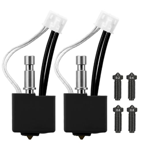 2-Pack All-Metal Upgrade Hardened Steel Hotend Kits for Anycubic Kobra S1/Combo/ACE Pro,Extra 0.2/0.4/0.6/0.8mm Nozzles, 200K Thermistor, Pre-Assembled Extruders High Temp 450°C, Fast Print 600mm/s.