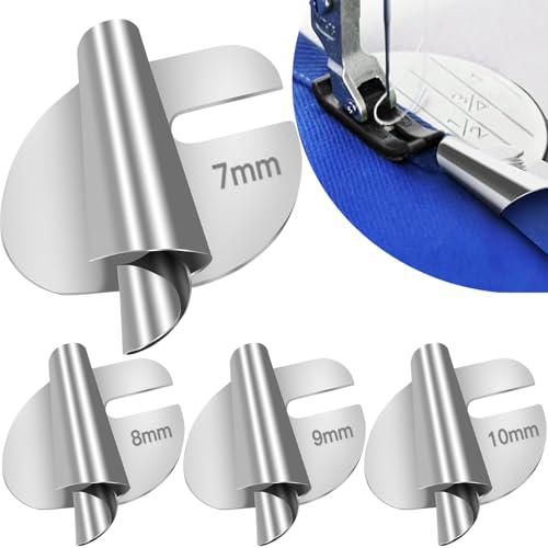 TOOVREN Universal Sewing Rolled Hemmer Foot 4PCS Rolled Hem Presser Foot 7/8/9/10mm Wide Rolling Hem Foot Sewing Machine Presser Feet Hemmer Home Industrial Curved Scroll Hemming Feet