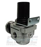 Heavy Duty in-LINE Compressed AIR Pressure Regulator for AIR Compressor, 7 to 215 PSI Adjustable, HIGH Flow Rate, Wall Bracket and Gauge Included (1/2" NPT, 130 CFM)