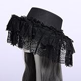 COSDREAMER Girls Women Gothic Victorian Hat White Black Lace Detachable Hat (Black black)