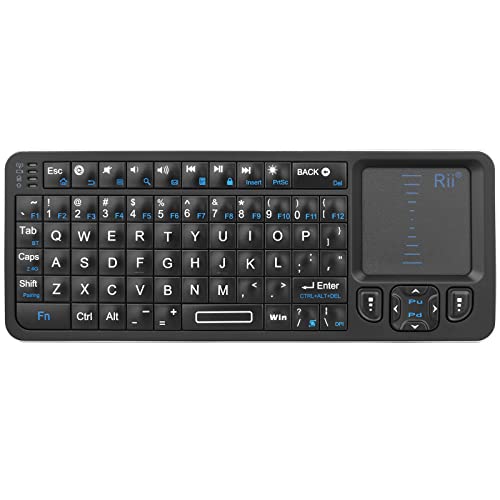 Rii K06 Mini Bluetooth Keyboard,Backlit 2.4GHz Wireless Keyboard with IR Learning, Portable Lightweight with Touchpad Compatible with Android TV Box/Mac/Windows/HTPC/IPTV (2.4G and Bluetooth)