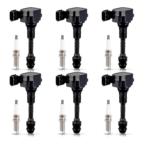 ENA Set of 6 Spark Plug and 6 Ignition Coil Pack Compatible with Nissan Infiniti I35 QX4 Altima Frontier Maxima Murano Pathfinder Quest Xterra 3.5L 4.0L V6 Replacement for UF349 ‎C1406